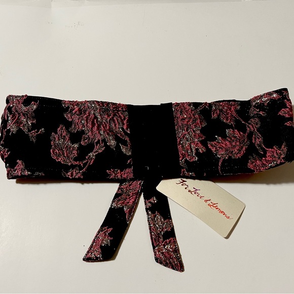 For Love & Lemons floral bralette size S NWT black pink and metallic gold - Picture 9 of 13